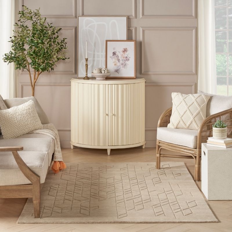 Nourison Alessia Geometric Pattern Beige Rug