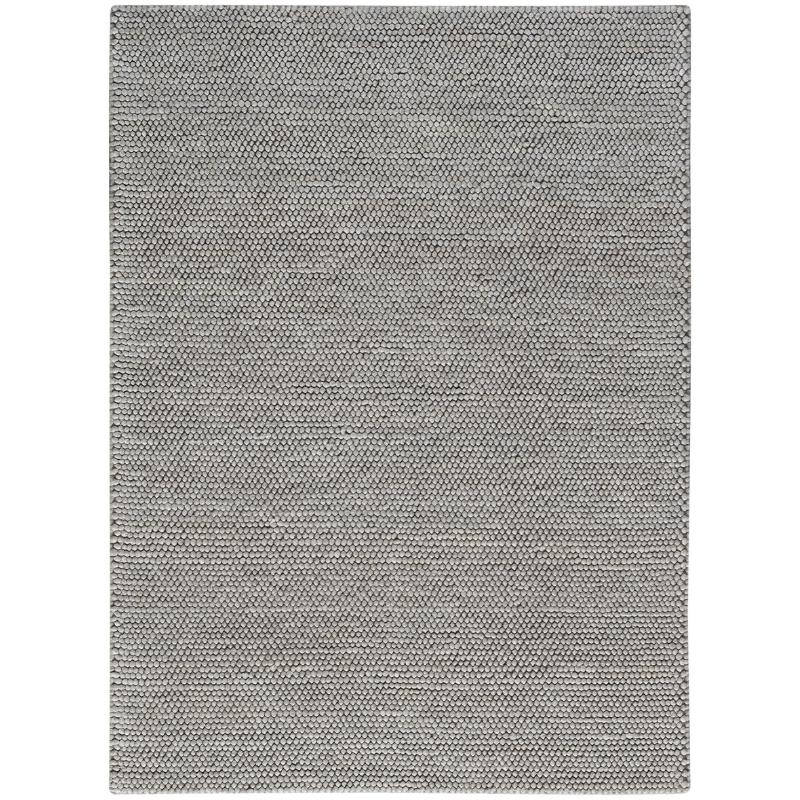 A rectangular area rug with a textured, woven pattern in a heathered gray color, shown flat against a white background.