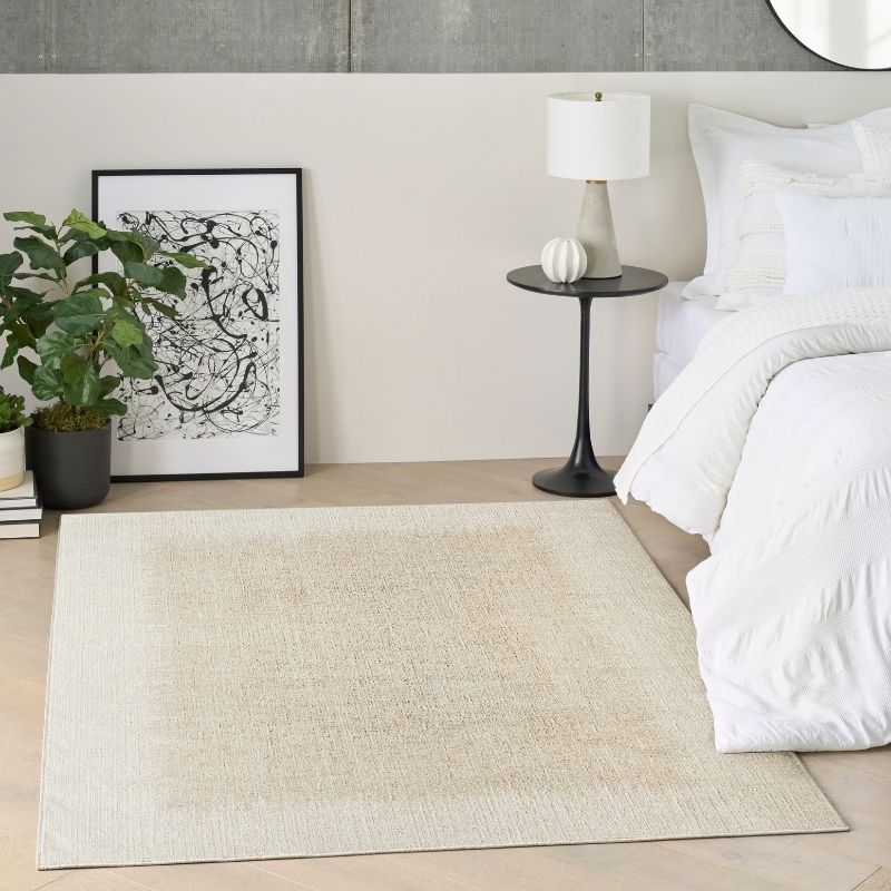 DKNY Grand Street Ivory Beige Grid Pattern Rug
