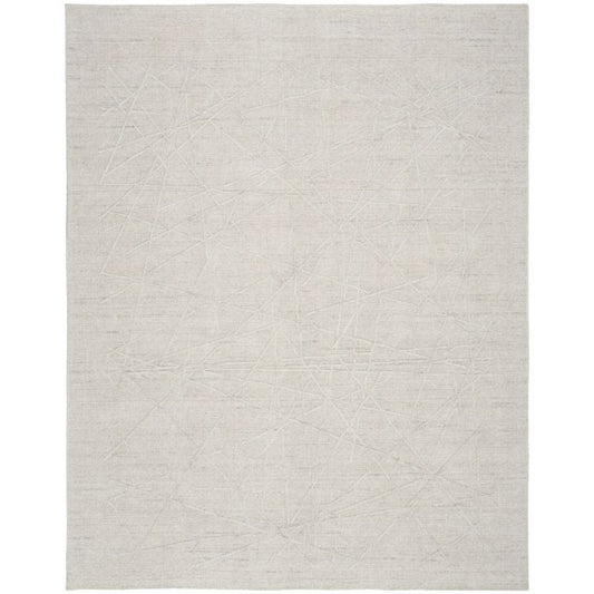 A square off-white textured area rug with a subtle, hand-drawn sketch-like pattern in light gray lines across its surface, shown flat against a white background.
