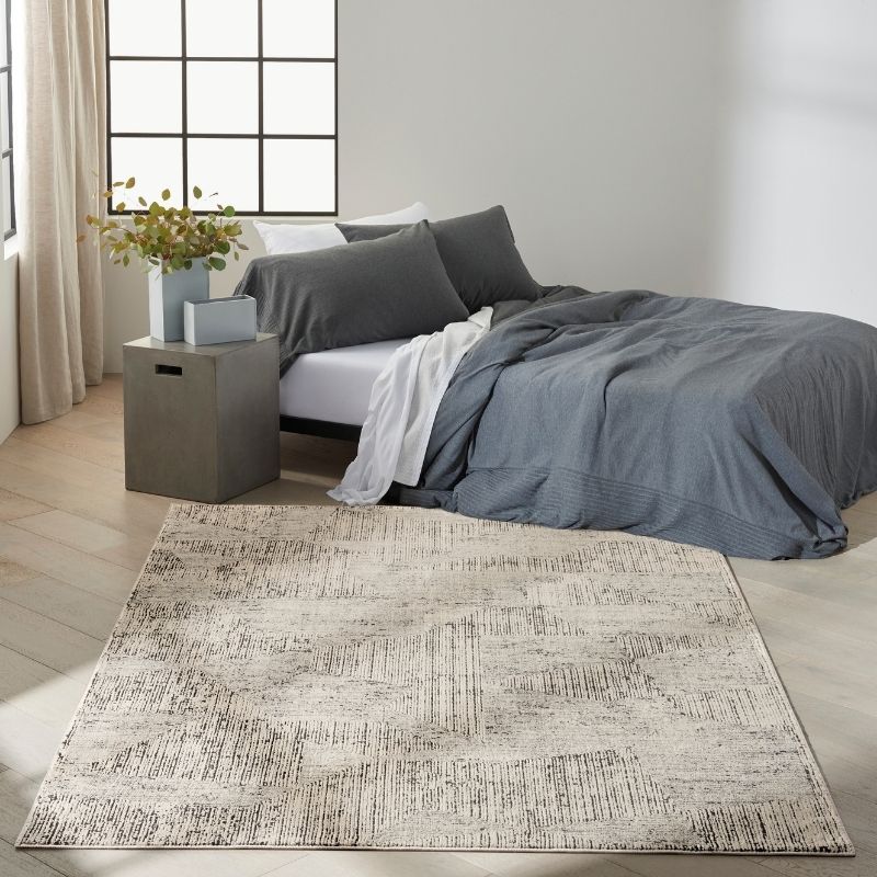 Calvin Klein Irradiant Cream & Black Abstract Rug