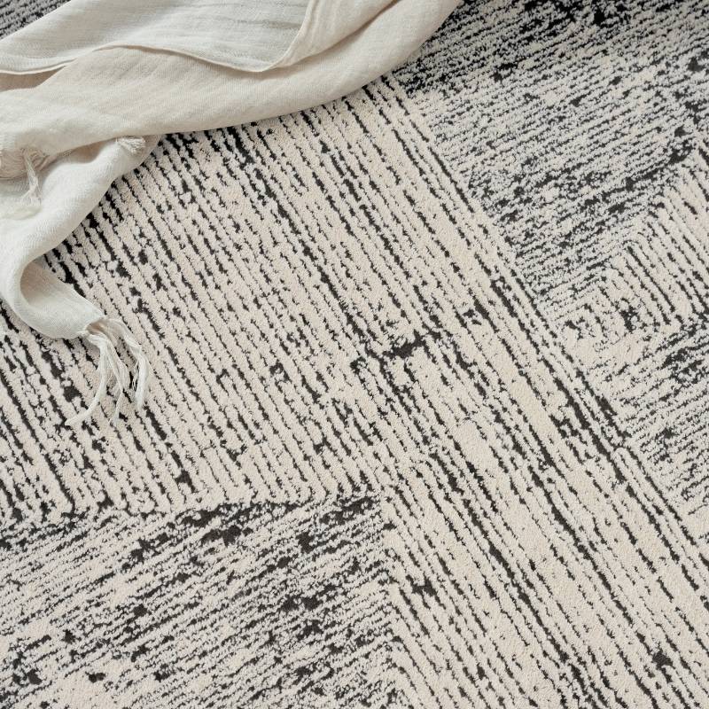 Calvin Klein Irradiant Cream & Black Abstract Rug