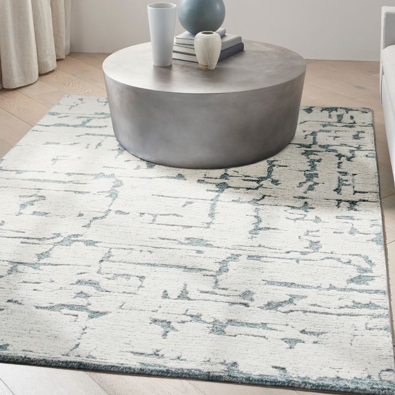 Calvin Klein Sculptural Abstract Teal Rug