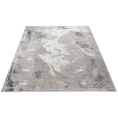 Concept Looms Skyline Brushstroke Design Rug - Ivory Navy