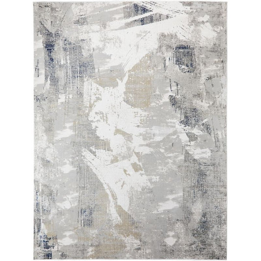 Concept Looms Skyline Brushstroke Design Rug - Ivory Navy