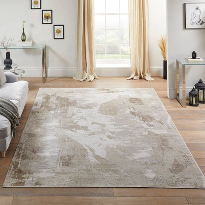 Concept Looms Skyline Brushstroke Design Rug- Ivory Beige