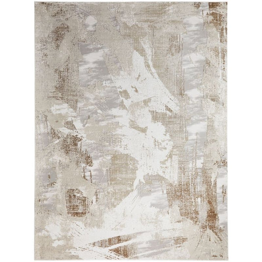Concept Looms Skyline Brushstroke Design Rug- Ivory Beige