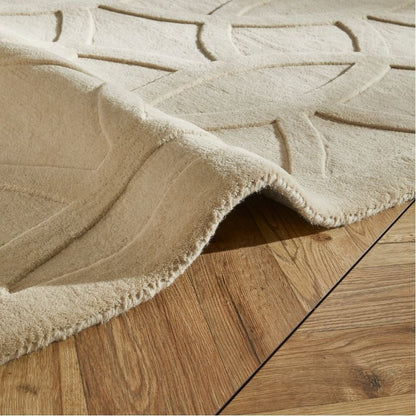Concept Looms Priory Hand Carved Geometric Beige Wool Rug