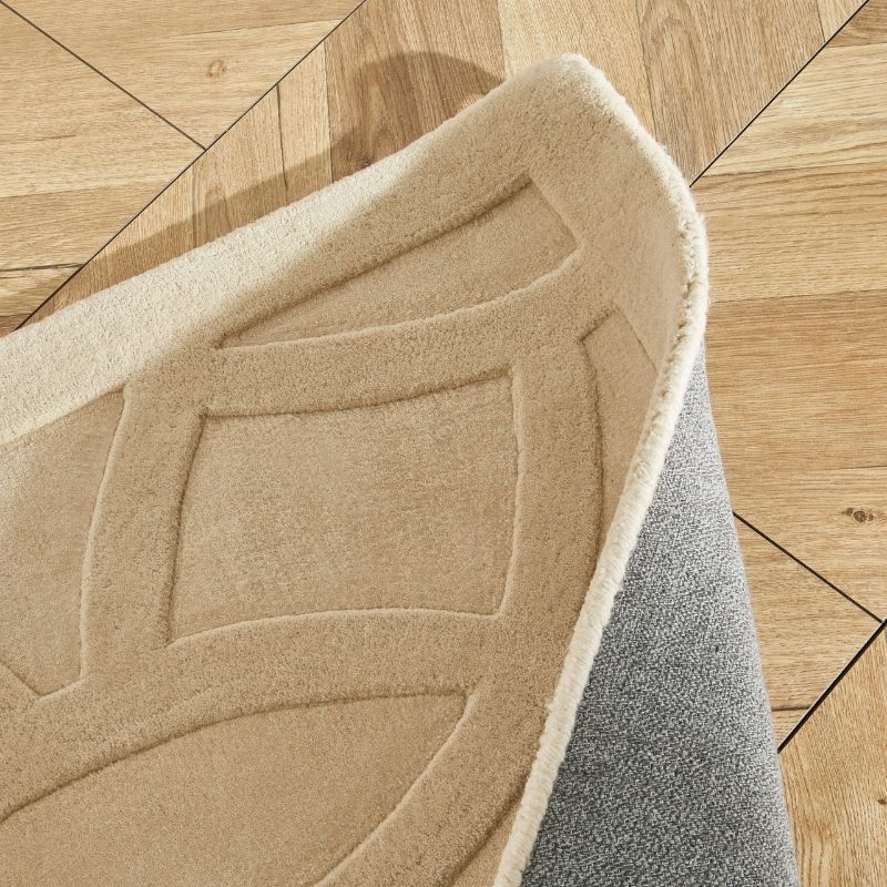 Concept Looms Priory Hand Carved Geometric Beige Wool Rug