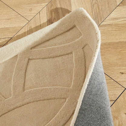 Concept Looms Priory Hand Carved Geometric Beige Wool Rug