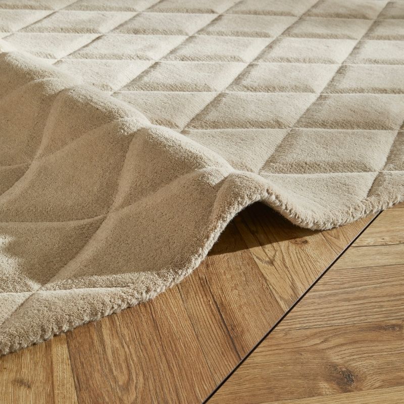 Concept Looms Priory Hand Carved Diamond Lattice Taupe Wool Rug
