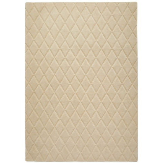 Concept Looms Priory Hand Carved Diamond Lattice Ivory Wool Rug