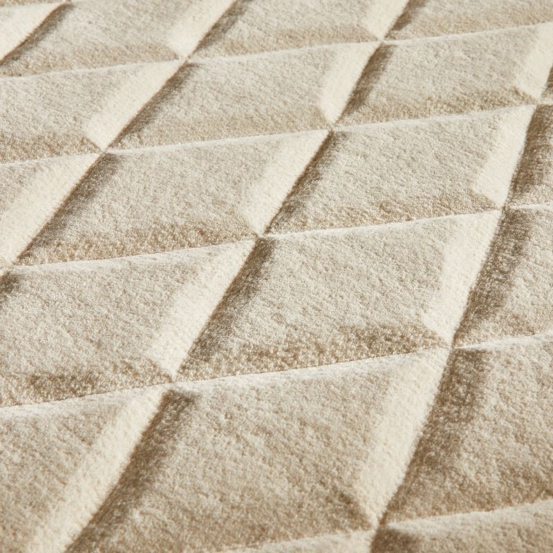 Concept Looms Priory Hand Carved Diamond Lattice Ivory Wool Rug
