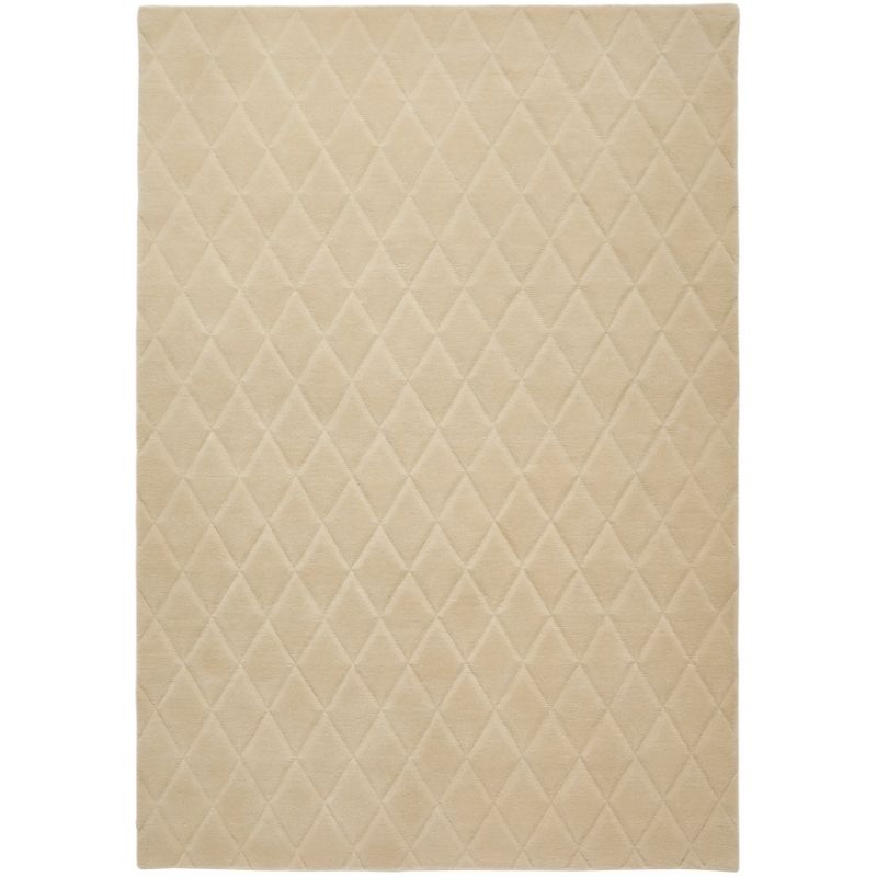 Concept Looms Priory Hand Carved Diamond Lattice Beige Wool Rug