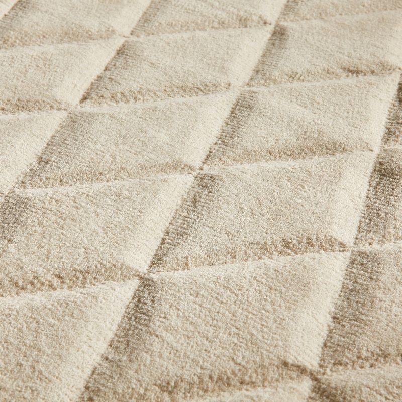 Concept Looms Priory Hand Carved Diamond Lattice Beige Wool Rug