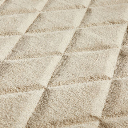 Concept Looms Priory Hand Carved Diamond Lattice Beige Wool Rug