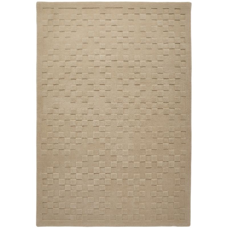 Concept Looms Priory Hand Carved Checkerboard Taupe Wool Rug
