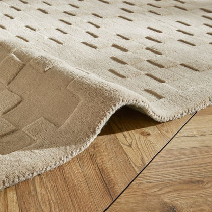 Concept Looms Priory Hand Carved Checkerboard Taupe Wool Rug