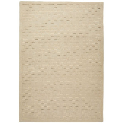 Concept Looms Priory Hand Carved Checkerboard Ivory Wool Rug