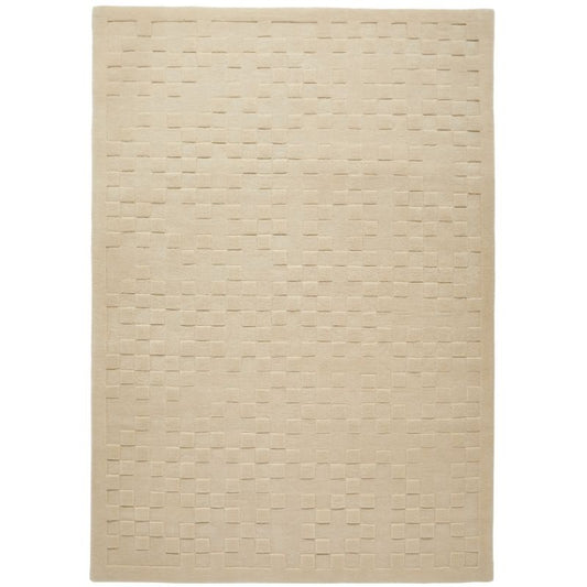 Concept Looms Priory Hand Carved Checkerboard Ivory Wool Rug