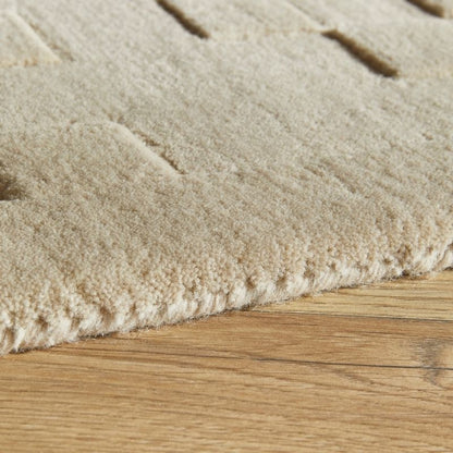 Concept Looms Priory Hand Carved Checkerboard Beige Wool Rug