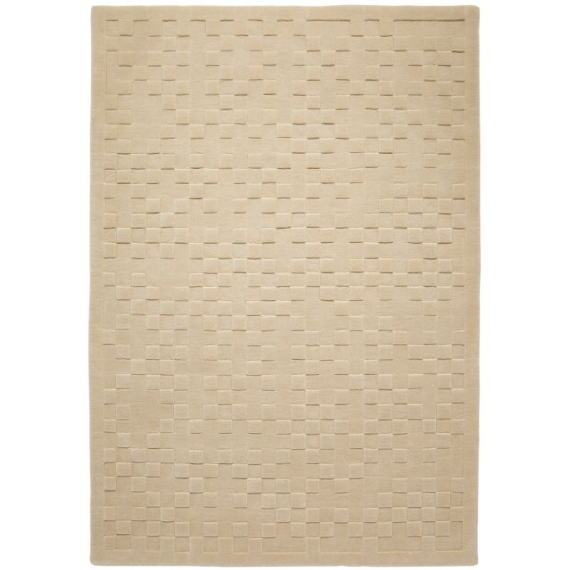 Concept Looms Priory Hand Carved Checkerboard Beige Wool Rug