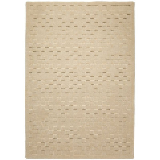 Concept Looms Priory Hand Carved Checkerboard Beige Wool Rug