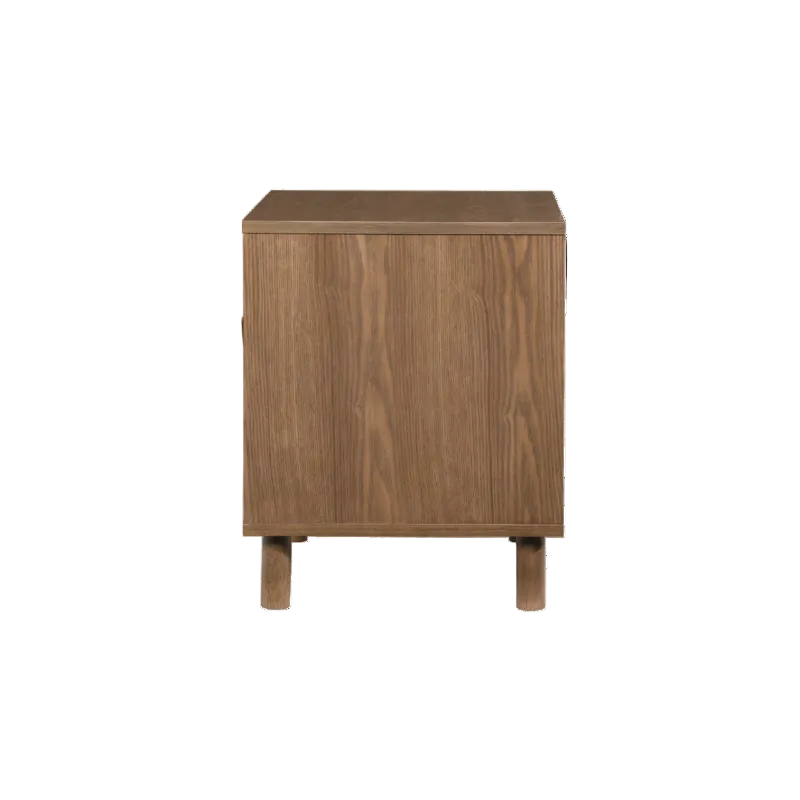 Wooden side table on a white background