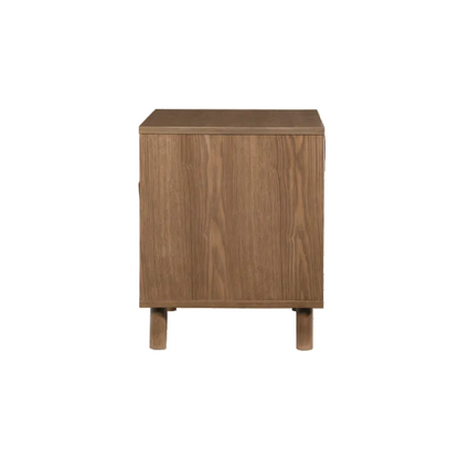 Wooden side table on a white background
