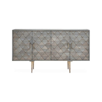 Decorative sideboard with geometric pattern on a white background