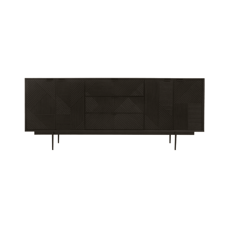 Ardela & Co Jenkins Black Wood Sideboard With Four Doors and Three Drawers