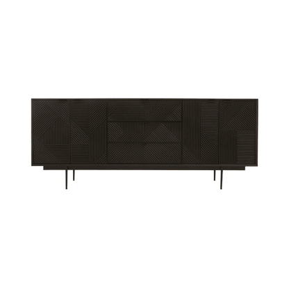 Ardela & Co Jenkins Black Wood Sideboard With Four Doors and Three Drawers