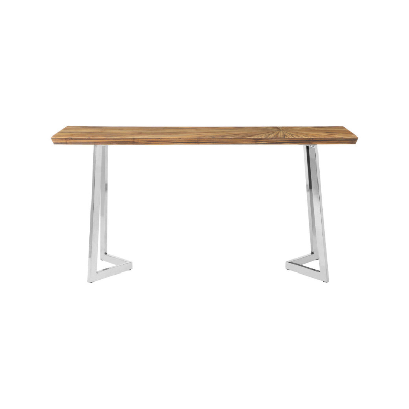 Wooden console  table with metal legs on a white background