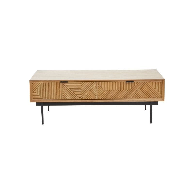 Ardela & Co Jenkins Natural Finish Wooden Coffee Table With Drawers