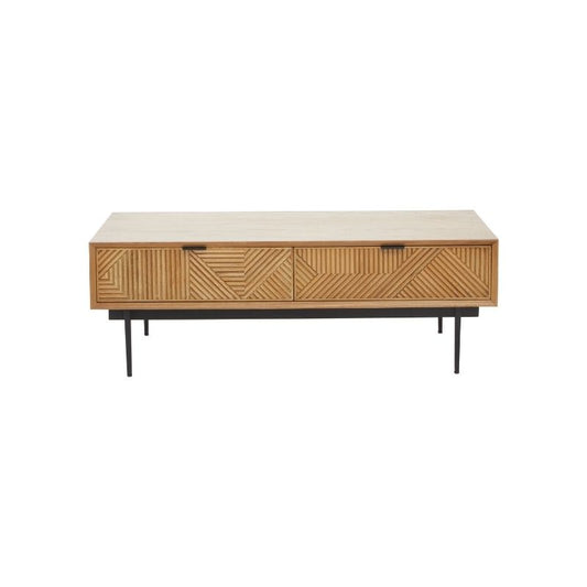 Ardela & Co Jenkins Natural Finish Wooden Coffee Table With Drawers