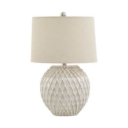 Hill Interiors Lattice Ceramic Table Lamp With Linen Shade