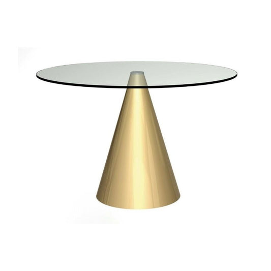 Gillmore Oscar Large Clear Glass Top & Brass Base Round Dining Table
