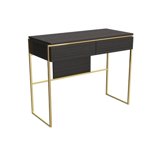 Gillmore Federico Black Stained Oak Top With Brass Frame Dressing Table