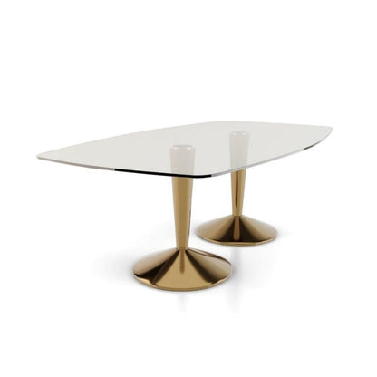 Gillmore Iona Large Rectangular Double Brass Pedestal Dining Table