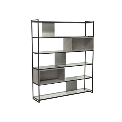 Bookshelf with glass shelves on a white background