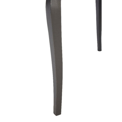 Close-up of a dark grey wooden leg on a white background
