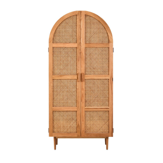 Ardela & Co Layla Two Door Natural Rattan And Oak Wardrobe